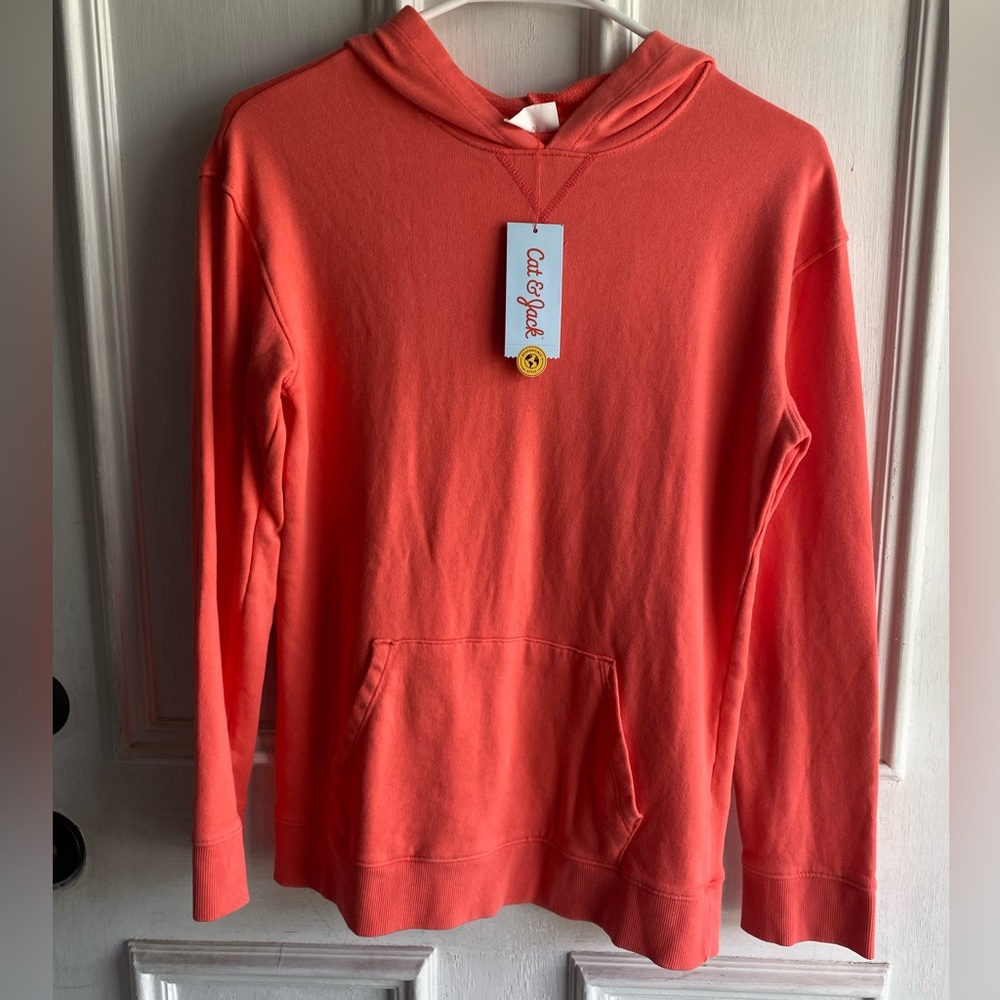 Cat & Jack coral hoodie, girls size large. NWT.